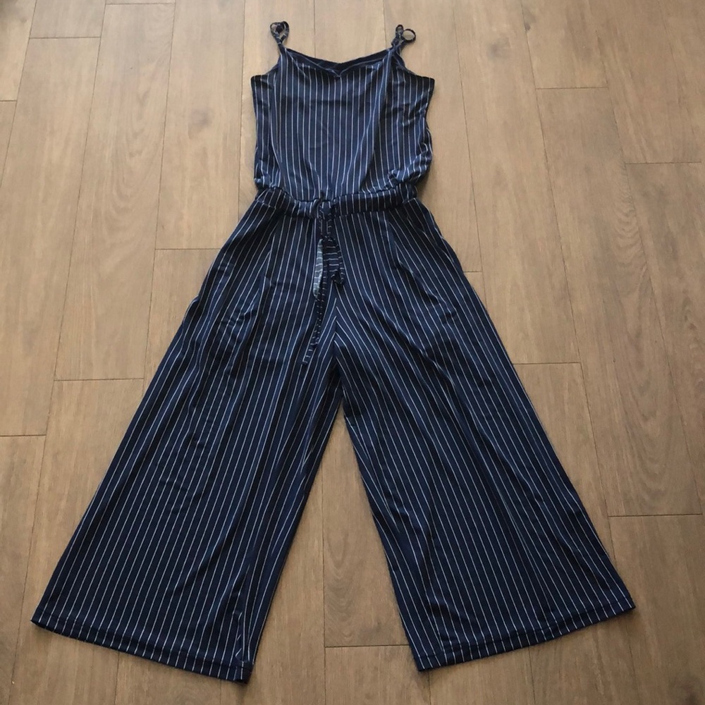 Blue & White Striped Jumpsuit